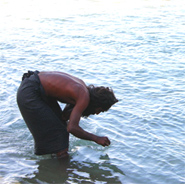 Sadhu bathing in the holi river - Ganges